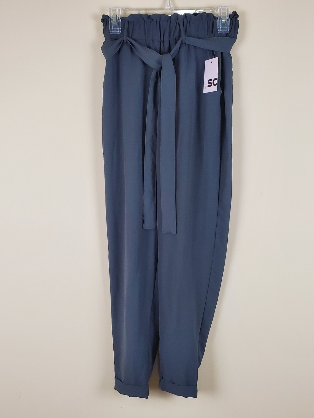 SO Charcoal Gray Paperbag Taper Pants Size Small Juniors